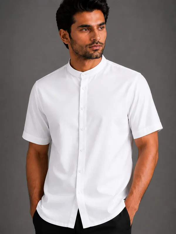 White_Mandarin_collar_shirt_for_men