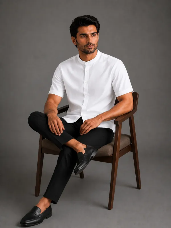 White_Mandarin_collar_shirt_for_men