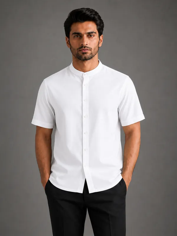 White_Mandarin_collar_shirt_for_men