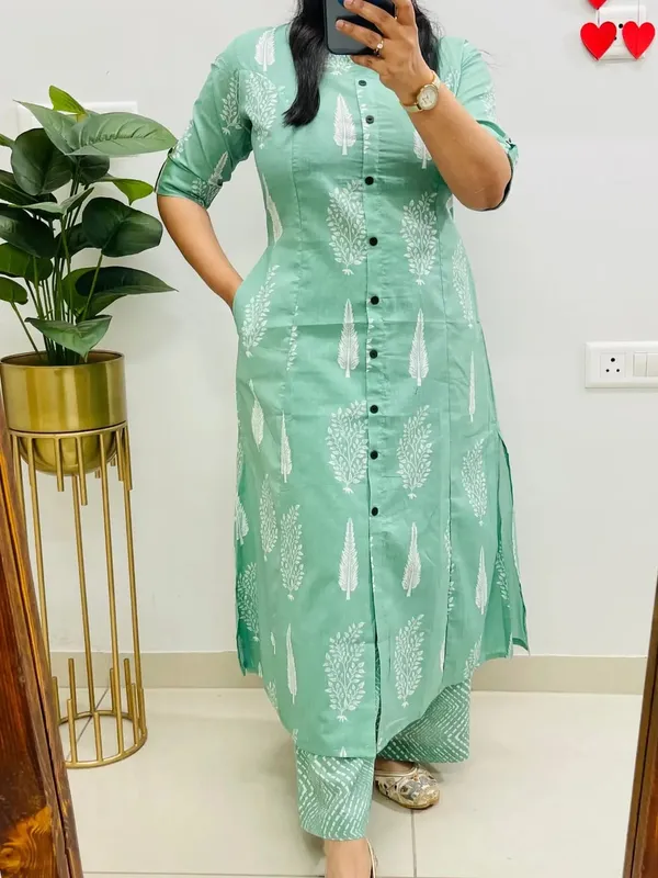 Mint_Green_Printed_Kurta_Set_With_Palazzo_And_Dupatta
