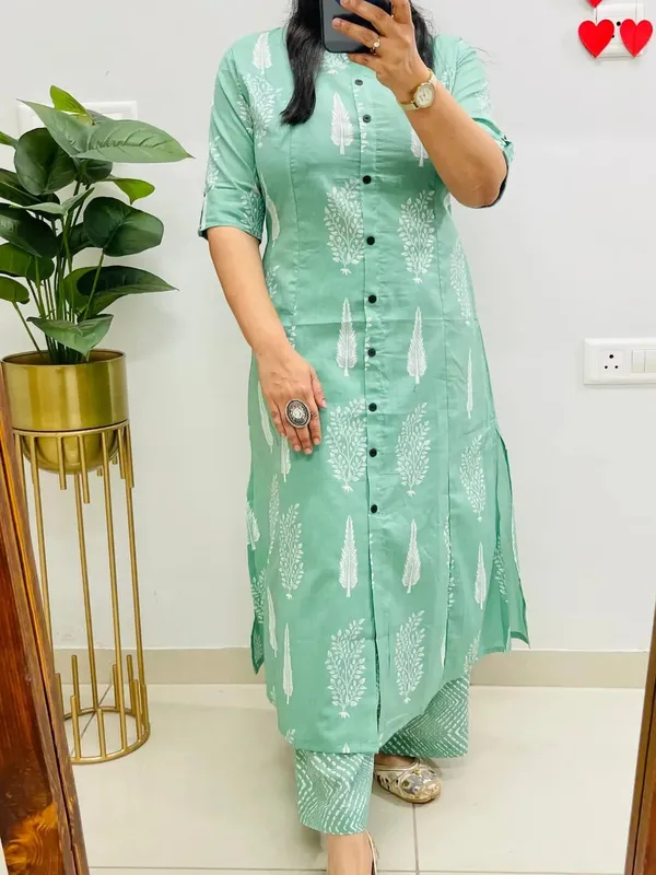 Mint_Green_Printed_Kurta_Set_With_Palazzo_And_Dupatta