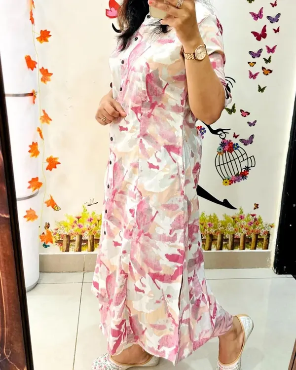 Women_Floral_Print_Button_Down_Shirt_Dress