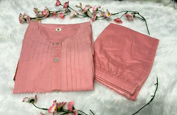 Peach_Pink_Embroidered_Floral_Kurti_Palazzo_Set