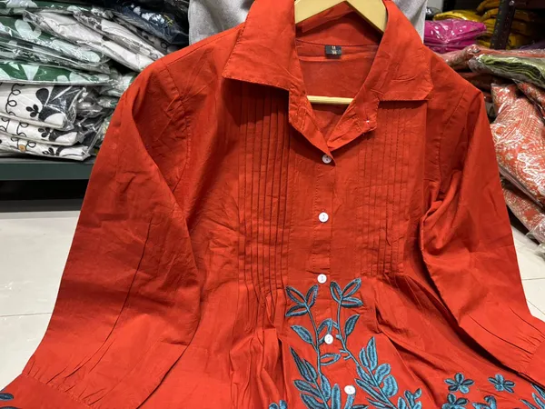 Rust_Orange_Embroidered_Shirt_And_Pant_Co_Ord_Set_For_Women
