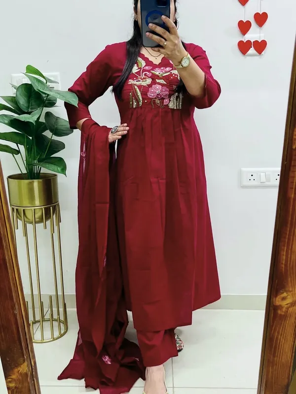 Maroon_Embroidered_Ethnic_Suit_Set_With_Dupatta