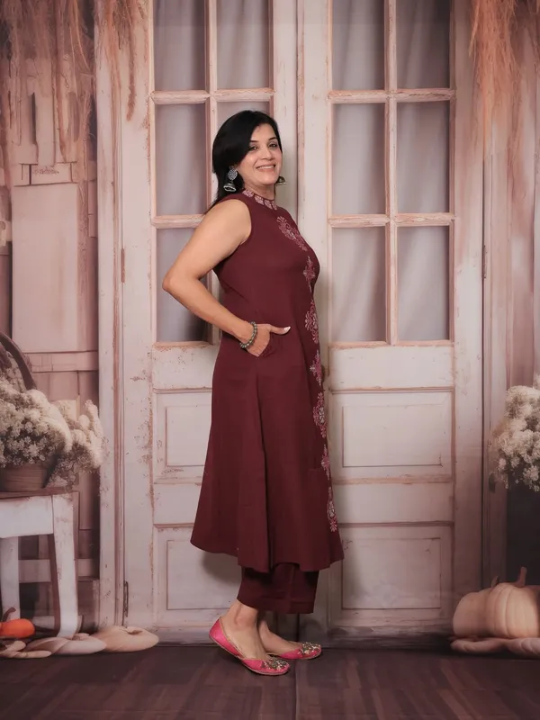 Maroon_Embroidered_Kurta_Set_With_Palazzo_And_Dupatta