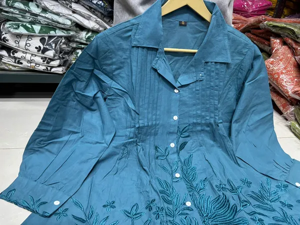 Teal_Blue_Embroidered_Co_Ord_Set_For_Women_Top_And_Pants