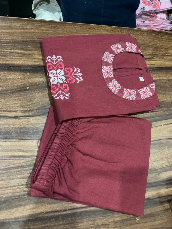 Maroon_Embroidered_Kurta_Set_With_Palazzo_And_Dupatta