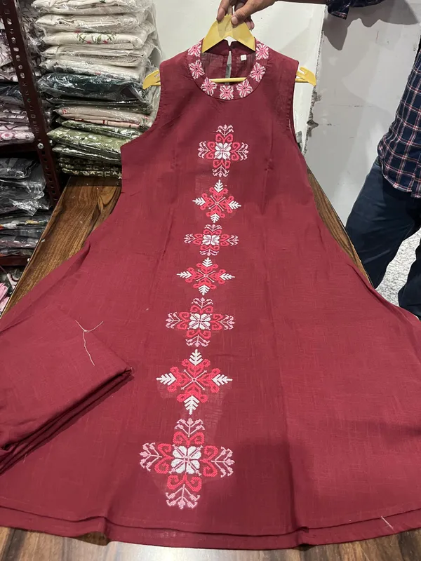Maroon_Embroidered_Kurta_Set_With_Palazzo_And_Dupatta