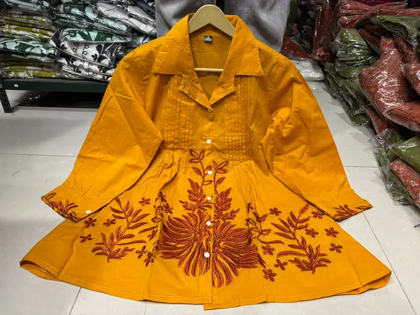 Mustard_Yellow_Embroidered_Kurti_Set_With_Matching_Pants