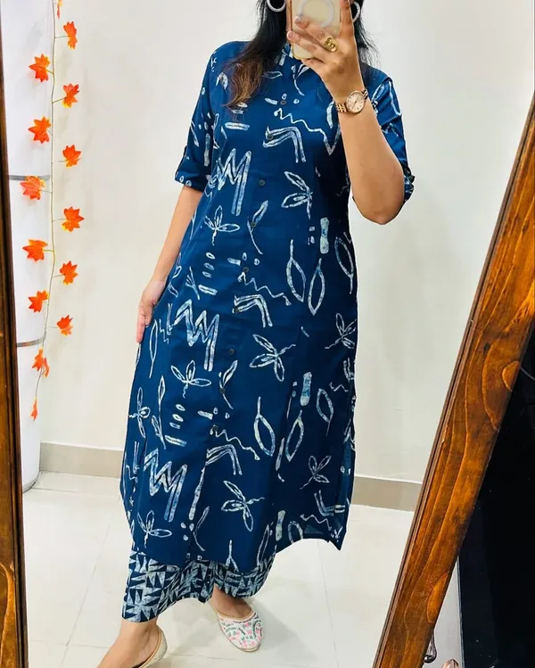 Blue_Abstract_Print_Kurta_With_Palazzo_Set_For_Women