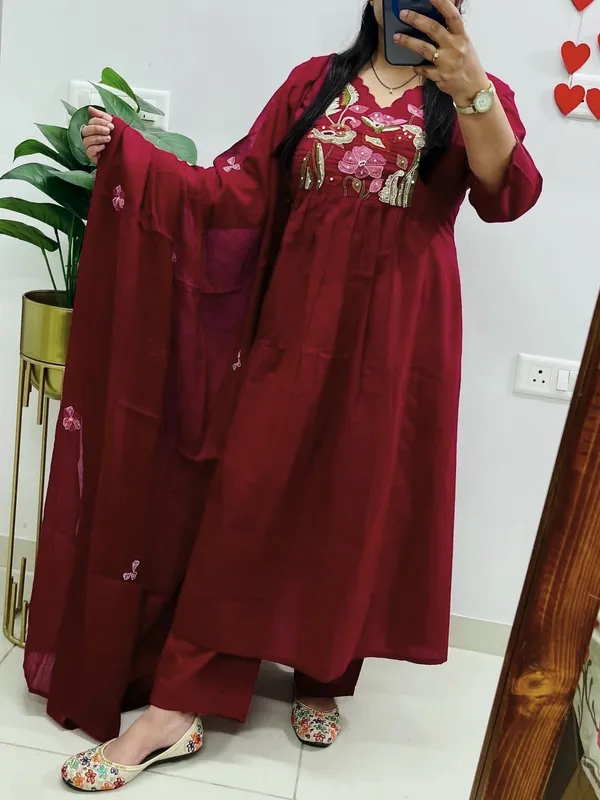 Maroon_Embroidered_Ethnic_Suit_Set_With_Dupatta
