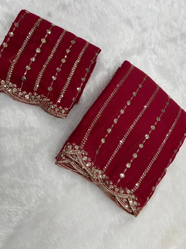 Red_Star_Georgette_Saree_With_Unstitched_Blouse_Piece_For_Women