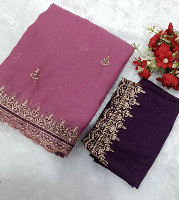 Pink_Star_Georgette_Saree_With_Unstitched_Blouse_Piece_For_Women