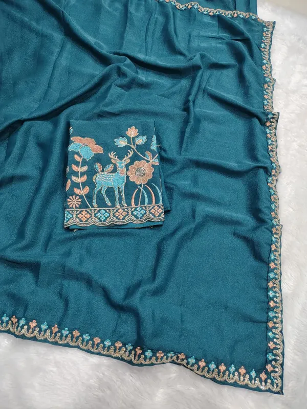 Blue_Star_Georgette_Saree_With_Unstitched_Blouse_Piece_For_Women