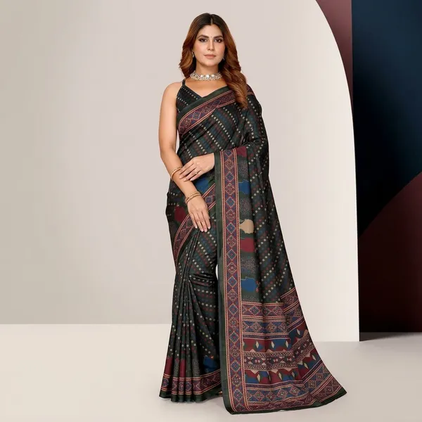 Multicolor_Chanderi_Saree_With_Unstitched_Blouse_Piece_For_Women