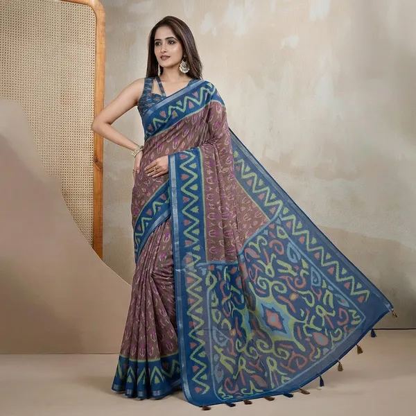 Multicolor_Chanderi_Saree_With_Unstitched_Blouse_Piece_For_Women