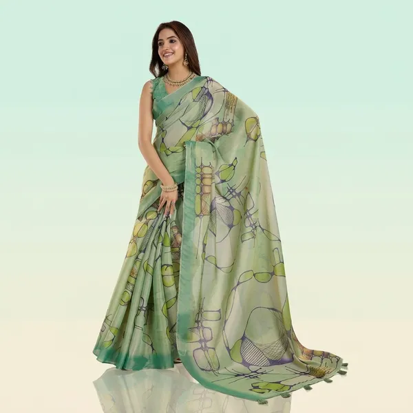 Green_Erode_Silk_Saree_With_Unstitched_Blouse_Piece_For_Women