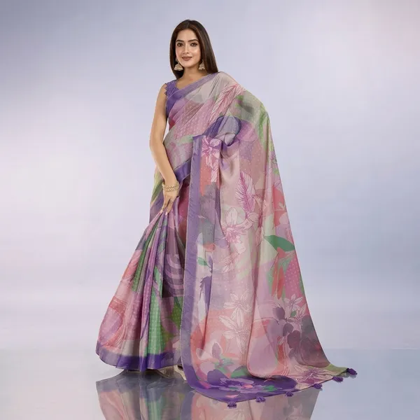 Multicolor_Erode_Silk_Saree_With_Unstitched_Blouse_Piece_For_Women