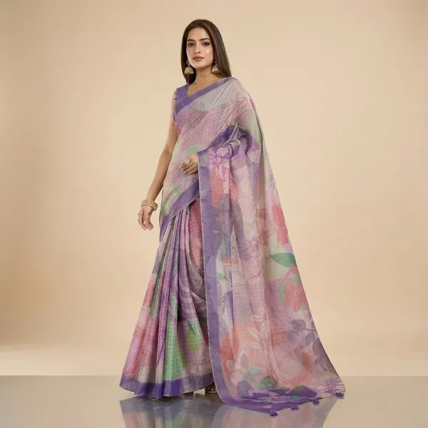 Multicolor_Erode_Silk_Saree_With_Unstitched_Blouse_Piece_For_Women