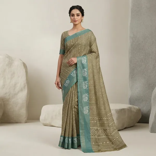 Green_Erode_Silk_Saree_With_Unstitched_Blouse_Piece_For_Women