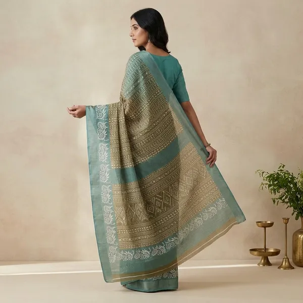 Green_Erode_Silk_Saree_With_Unstitched_Blouse_Piece_For_Women
