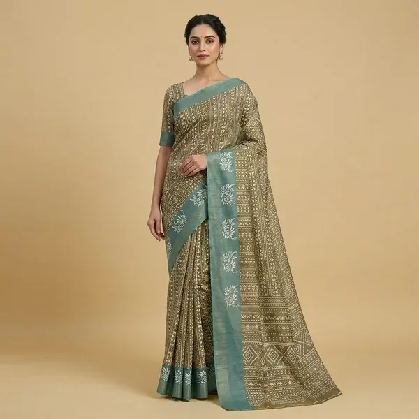 Green_Erode_Silk_Saree_With_Unstitched_Blouse_Piece_For_Women