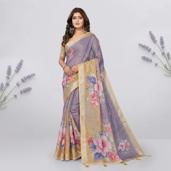 Multicolor_Linen_Shimmer_Saree_With_Unstitched_Blouse_Piece_For_Women