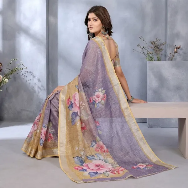 Multicolor_Linen_Shimmer_Saree_With_Unstitched_Blouse_Piece_For_Women