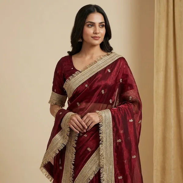 Maroon_Fendi_Chiffon_Saree_With_Unstitched_Blouse_Piece_For_Women