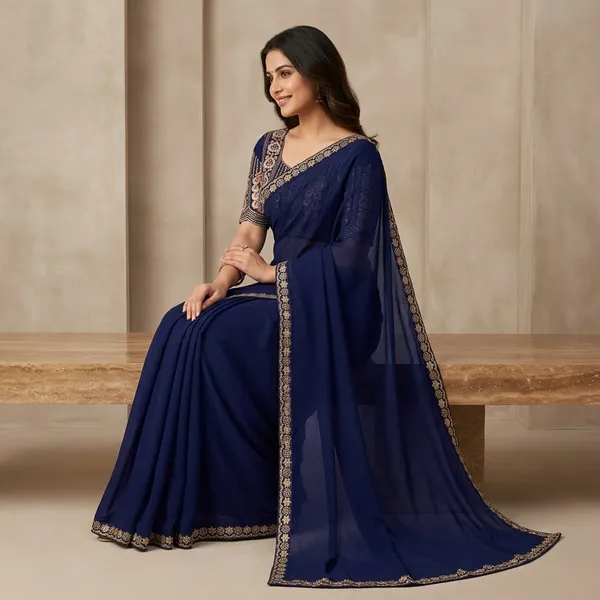 Blue_Star_Georgette_Saree_With_Unstitched_Blouse_Piece_For_Women
