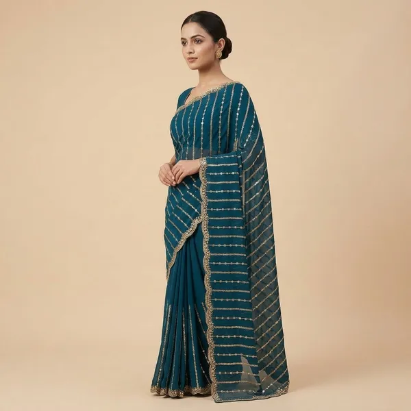 Blue_Star_Georgette_Saree_With_Unstitched_Blouse_Piece_For_Women