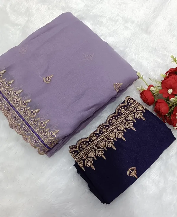 Lavendor_Star_Georgette_Saree_With_Unstitched_Blouse_Piece_For_Women