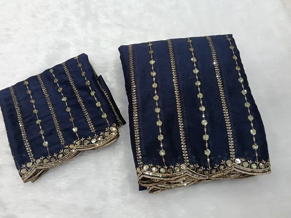 Nevy_Blue_Star_Georgette_Saree_With_Unstitched_Blouse_Piece_For_Women