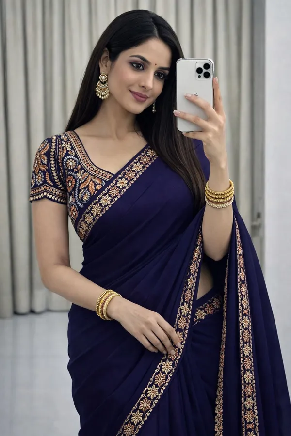 Blue_Star_Georgette_Saree_With_Unstitched_Blouse_Piece_For_Women