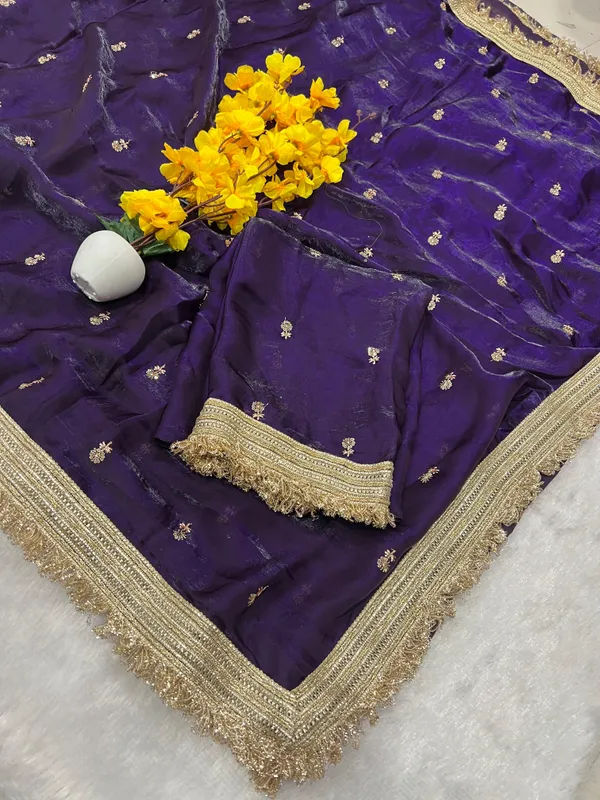 Purple_Fendi_Chiffon_Saree_With_Unstitched_Blouse_Piece_For_Women