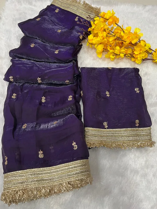 Purple_Fendi_Chiffon_Saree_With_Unstitched_Blouse_Piece_For_Women