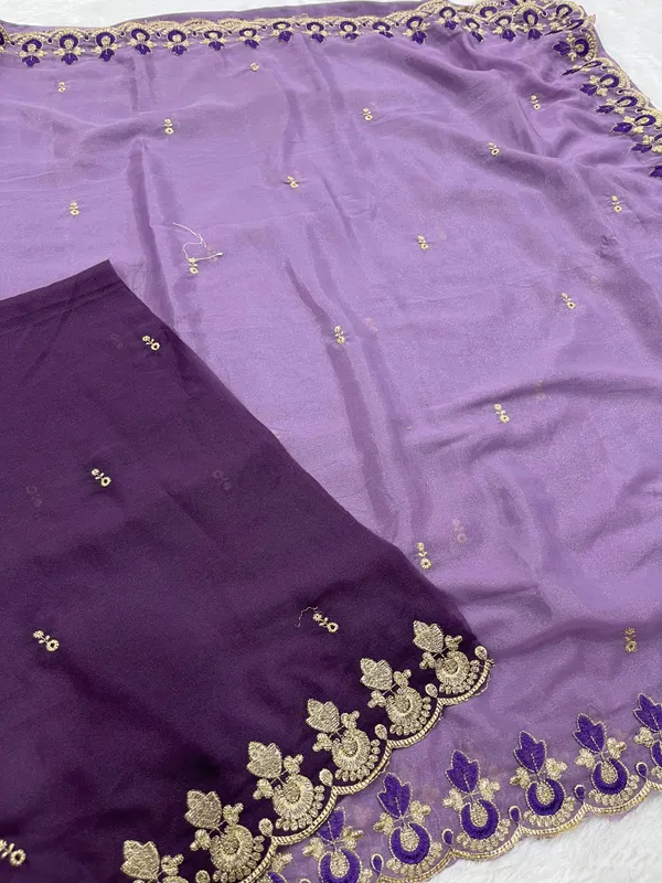 Purple_Star_Georgette_Saree_With_Unstitched_Blouse_Piece_For_Women