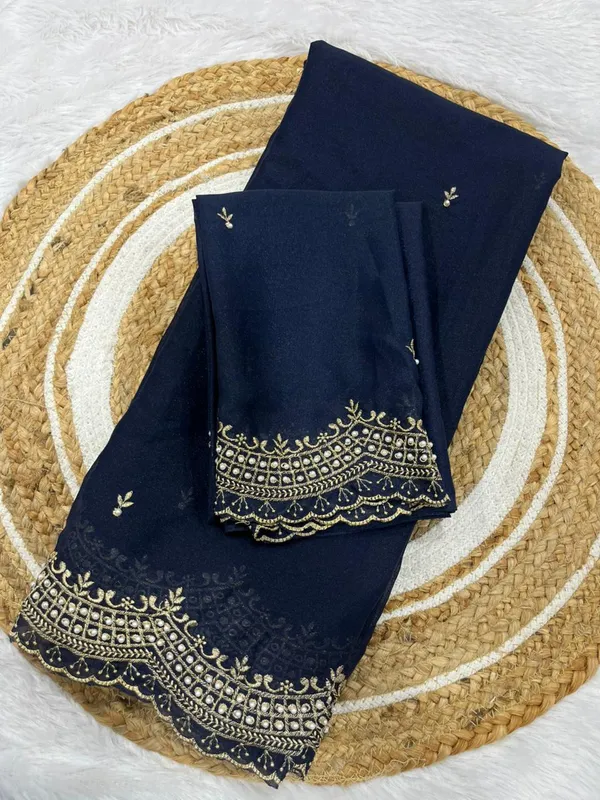 Navy_Blue_Star_Georgette_Saree_With_Unstitched_Blouse_Piece_For_Women