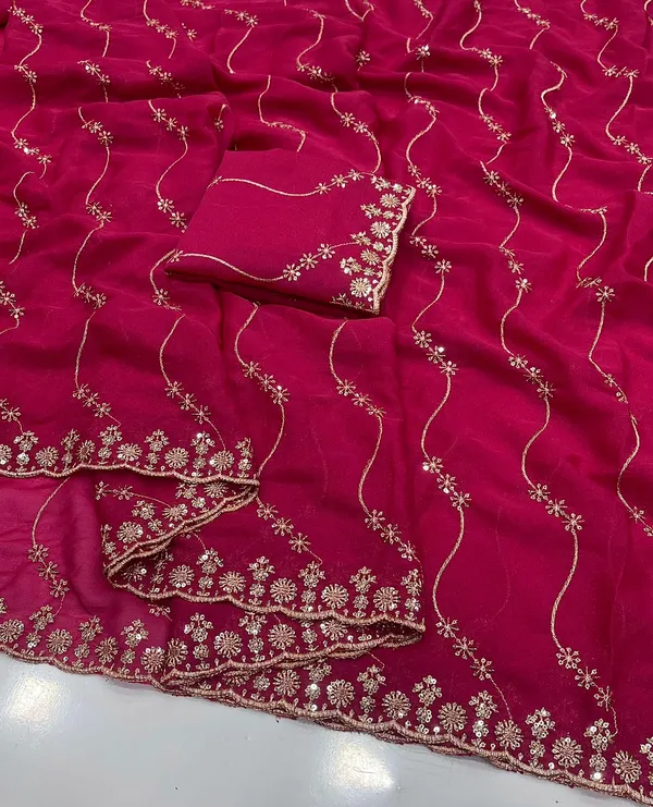 Rani_Pink_Star_Georgette_Saree_With_Unstitched_Blouse_Piece_For_Women