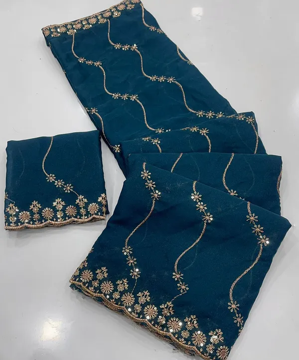 Blue_Star_Georgette_Saree_With_Unstitched_Blouse_Piece_For_Women