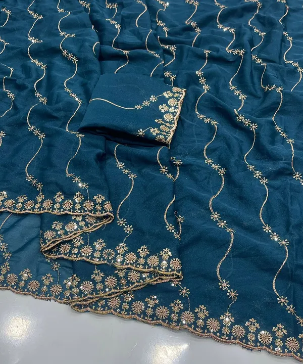 Blue_Star_Georgette_Saree_With_Unstitched_Blouse_Piece_For_Women