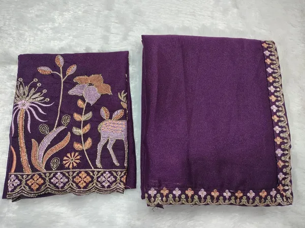 Purple_Star_Georgette_Saree_With_Unstitched_Blouse_Piece_For_Women