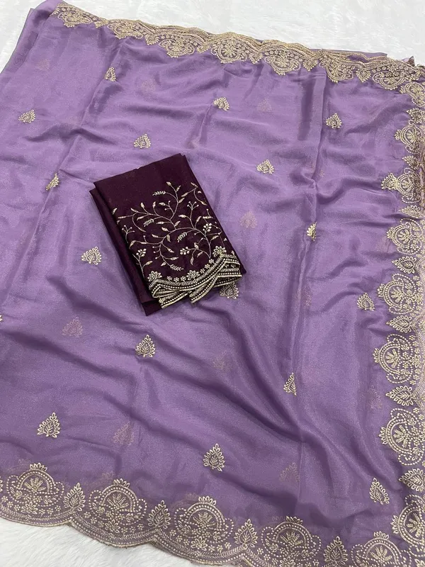 Levender_Star_Georgette_Saree_With_Unstitched_Blouse_Piece_For_Women