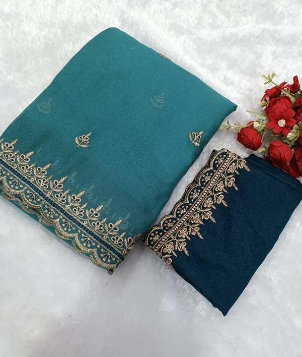Blue_Star_Georgette_Saree_With_Unstitched_Blouse_Piece_For_Women