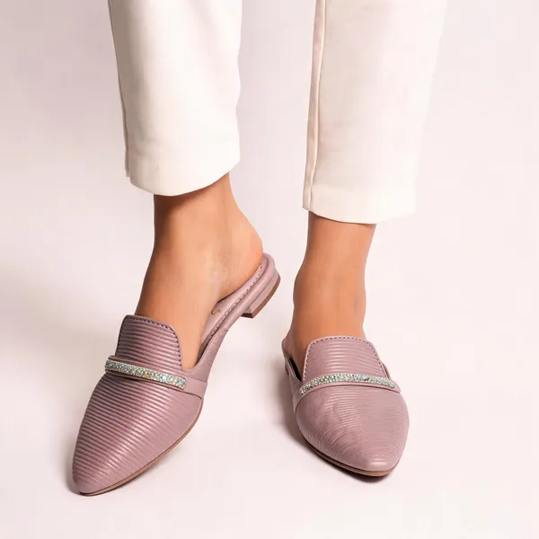 Pink_Synthetic_Leather_Pointed_Toe_Embellished_Mules_For_Women