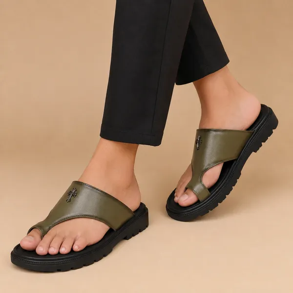 Green_&_Black_Synthetic_Slip-On_Peshawari_Sandals_For_Men