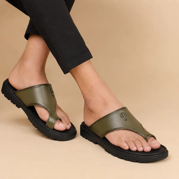Green_&_Black_Synthetic_Slip-On_Peshawari_Sandals_For_Men
