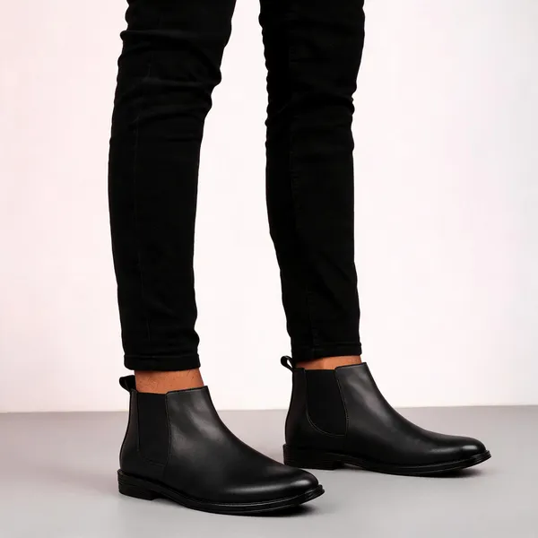 Black_Synthetic_Elastic_Side_Slip-On_Chelsea_Boots_For_Men