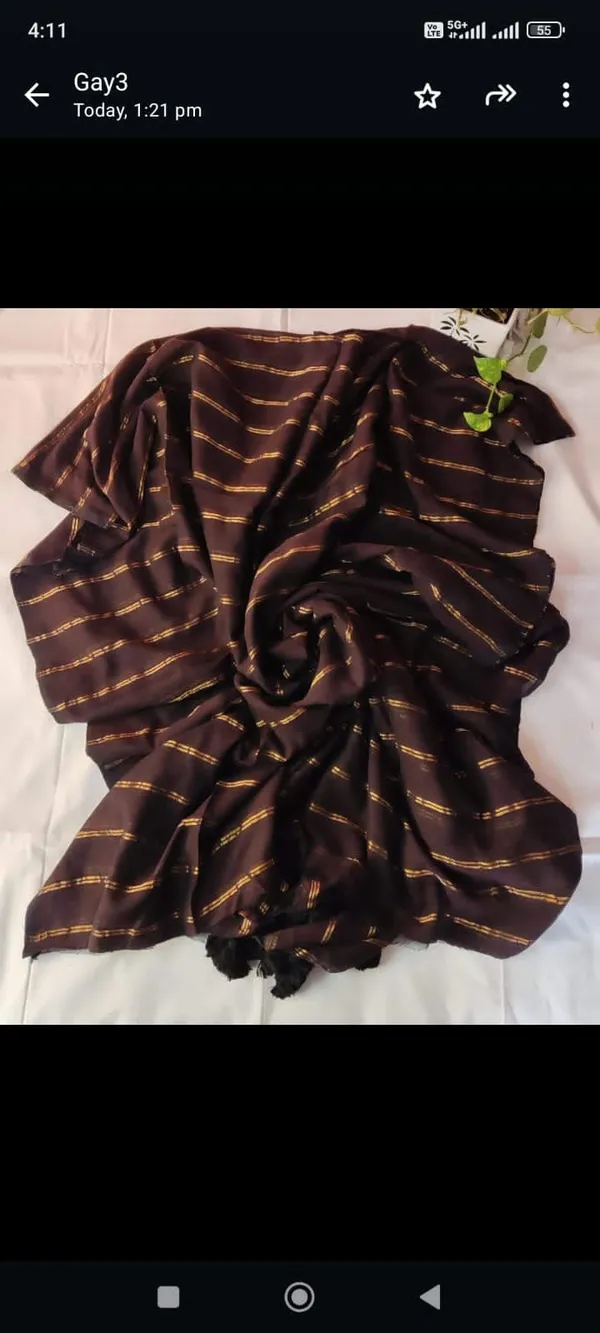 Brown_Khadi_Handloom_Jodi_Border_Saree_With_Blouse_Tassels